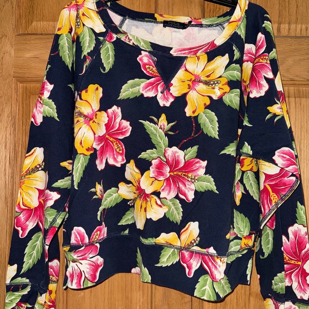 Women’s Ralph Lauren Polo navy floral pink yellow crewneck size medium